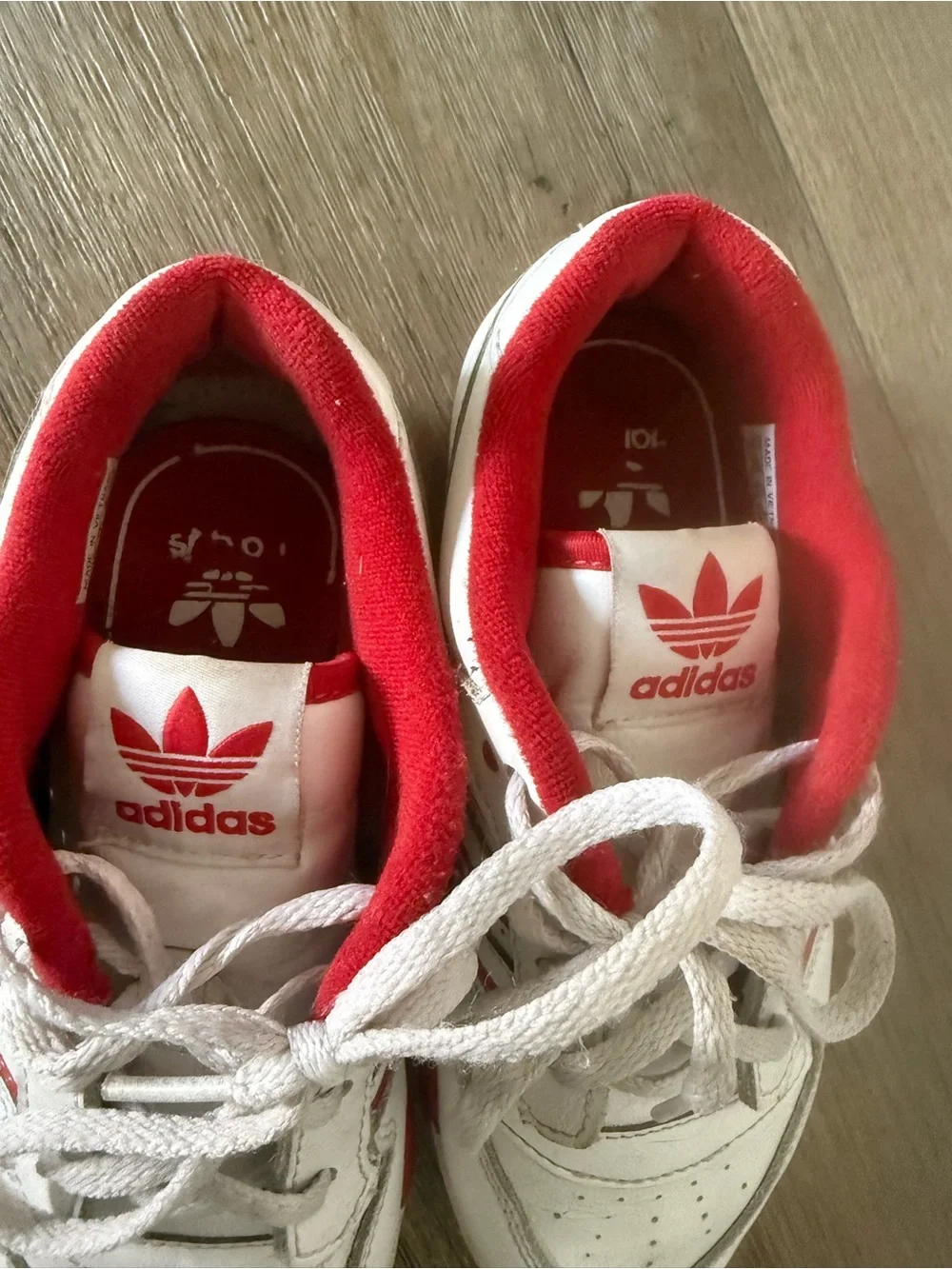 adidas Kids White and Red Retro Stripe Sneakers